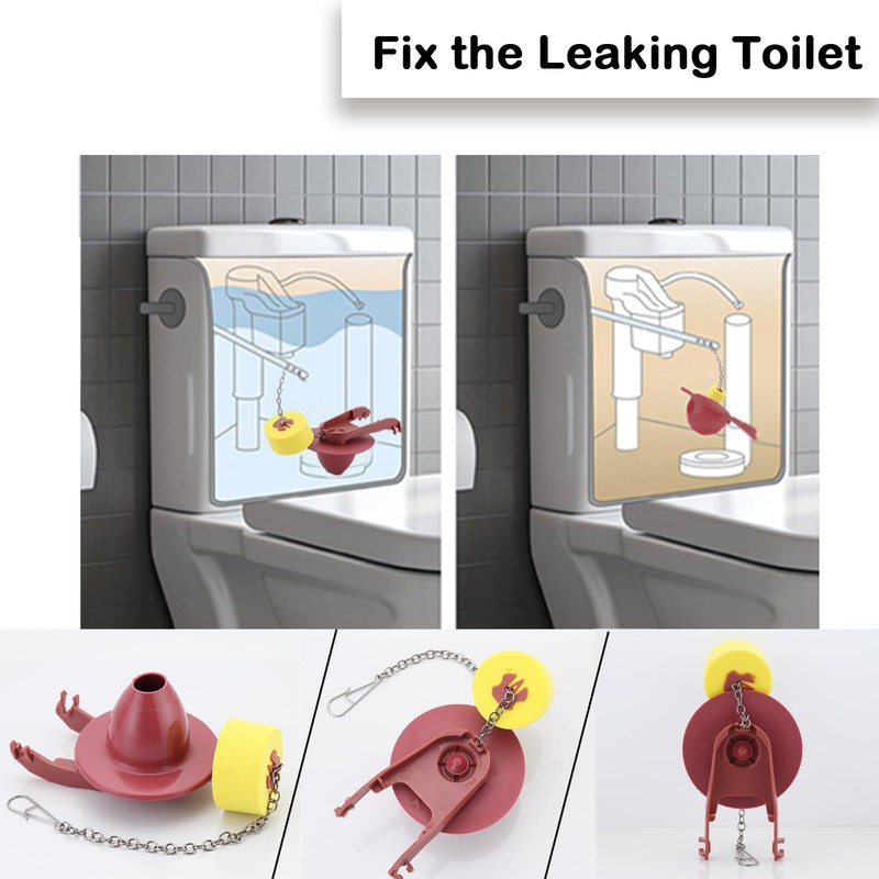 2-Inch Toilet Flapper Replacement Kit with Float and Chain Hinges,Compatible