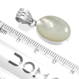 Jeweloporium 925 Sterling Silver Pendant for Women White Genuine Mother Of Pearl Gemstone Vintage Silver Pendant Necklace Thanksgiving Gift Solitaire Jewelry