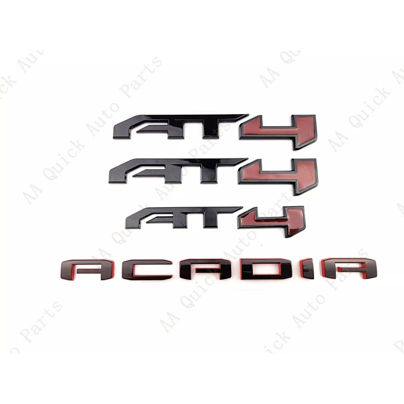 GMC 4PC Gloss Black Red Door Rear Tailgate AT4 Acadia