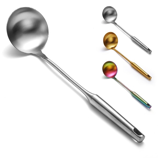 Evanda Stainless Steel Silver Soup Ladle, Serving Spoon, for Restaurant and Home Cooking, Dishwasher Safety