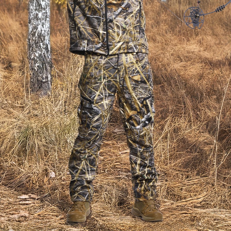 YEVHEV Hunting Pants for Men Camouflage Clothing Gear Windproof Fleece
