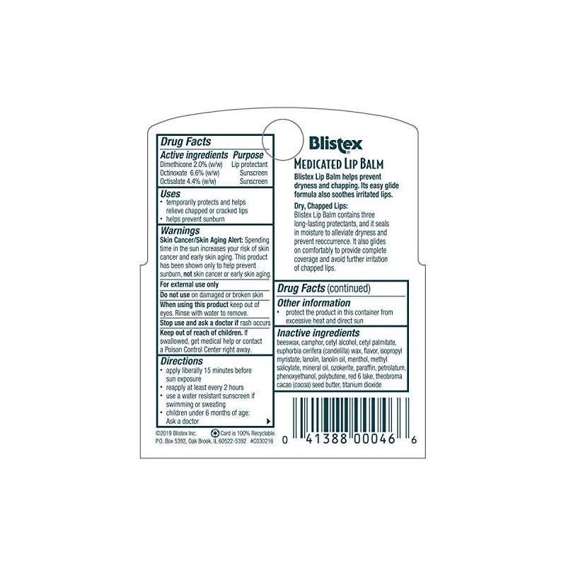 Blistex Bálsamo labial medicado, 0.15 onzas, 3 unidades (paquete de