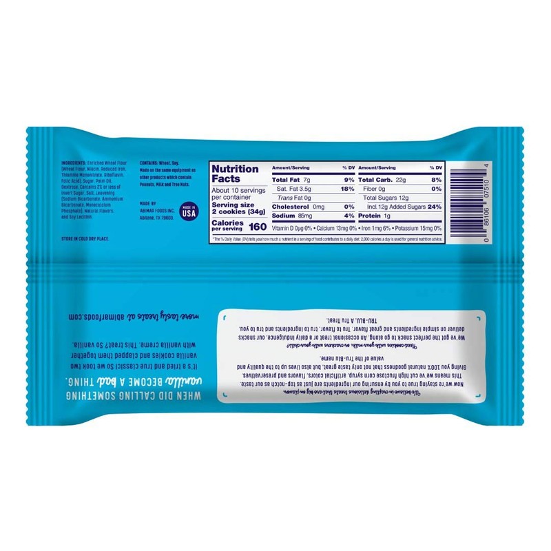 Tru-Blu Vanilla Cookies with Vanilla Creme | No artificial ingredients