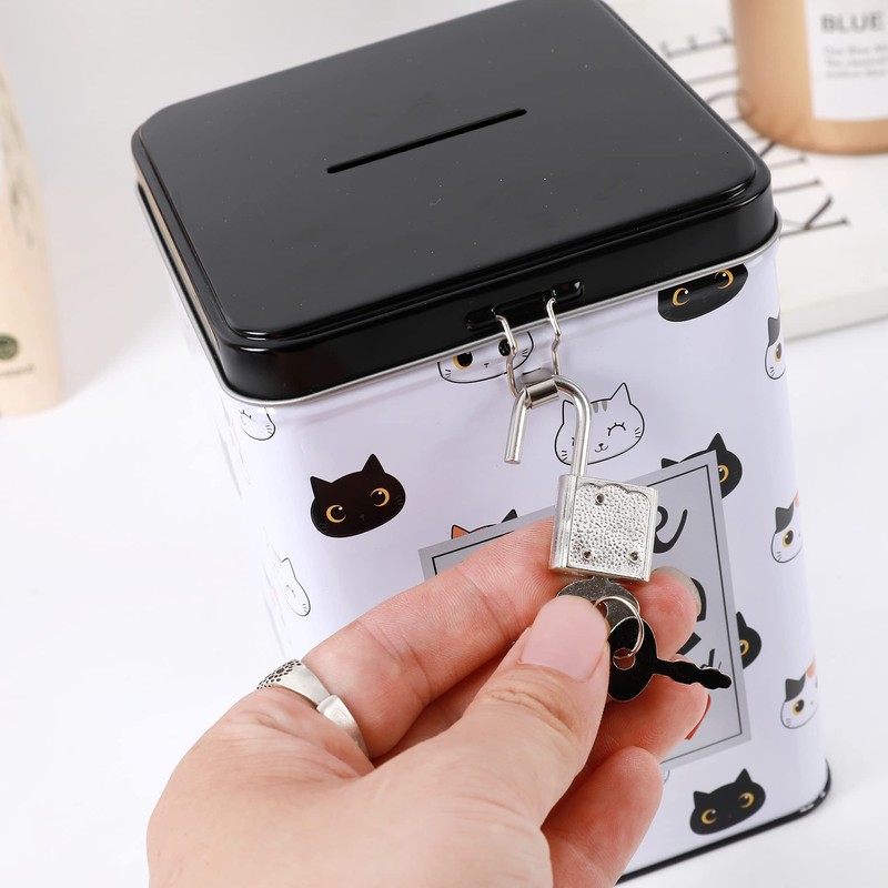I-TOTAL Funny Money Box with Padlock and Key Metal Money