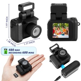 Relaxweex Mini Digital Camera Keychain with Flash Light 1080p Tiny Camera Mini Retro Micro Dv/Camcorder with 600 Mins Battery Life Compact Portable Recorder for Travel Study Recording(Black,32 GB)