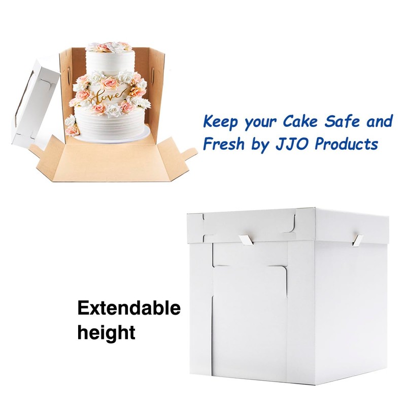 JJO JJO Tall Cake Boxes for Tier Cakes, 3 Pack