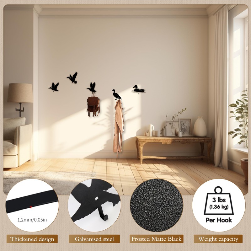 Gueiddi Duck Hooks for Wall, Duck Decorative Wall Hooks, Hat