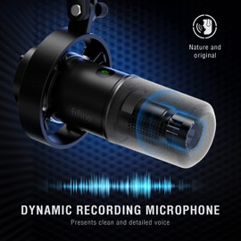 Podcast XLR/USB Microphone, FIFINE Studio Dynamic PC Microphone for Vocal Streaming, with Mute Button, Monitoring Headphones Jack, Volume Knob, Metal Black Mic for/Gaming/Video/Recording/Voice-K688