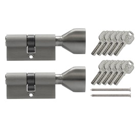 2x Knob Cylinder KSN 60 mm 30/30 Keyed Alike Including 10 Keys