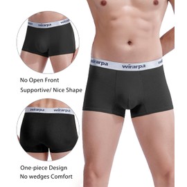 wirarpa Men's Trunks Underwear Cotton Comfortable Stretch Wide Waistband Boxer Briefs 4 Pack Black Medium