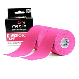 Megilo Kinesiology Tape - Uncut 5m Roll Sports Tape Strapping for Injuries, Support Muscle Tape, K Tape, Physio Tape, Trans Tape, Athletic Tape, Breathable & Waterproof | (Pink) 2 Rolls