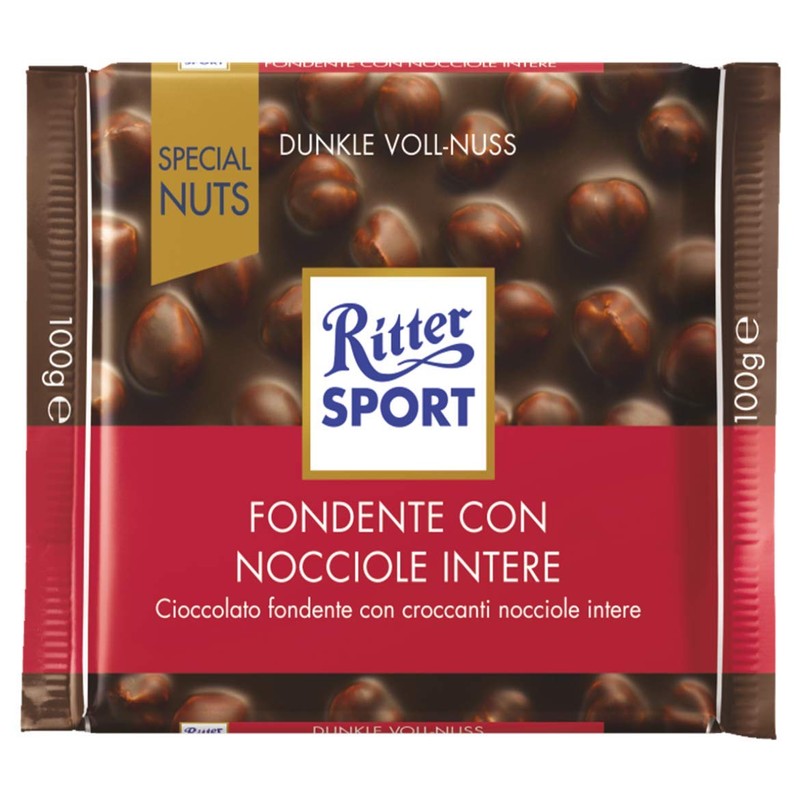 Ritter Sport Dark chocolate with Whole Hazelnuts 3.5-Ounce/100g Bars, pack