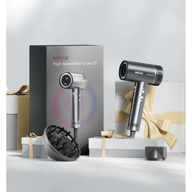 seboar High-Speed Ionic Hair Dryer with Diffuser, Professional LCD Display