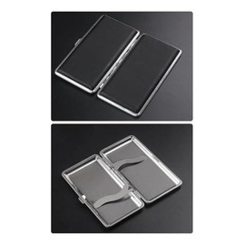 Elegante Cigarrera de Metal Color Negro con Acabado Texturizado, Capacidad 14 Cigarrillos Largos, Diseño Compacto