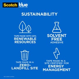 ScotchBlue Sharp Lines Multi-Surface Painter's Tape, 1.88 Inches x 60 Yards, 3 Rolls, Blue, Paint Tape Protects Surfaces and Removes Easily, Edge-Lock Painting Tape for Indoor and Outdoor Use