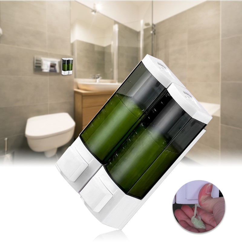 Dual Head Liquid Soap Dispenser Wall Mount Shampoo Dispenser for