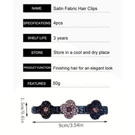 AORHOFJ Pack of 4 Four Leaf Clover Hair Clips, Delicate Four Leaf Clover Hair Clips, Colourful, Sparkling Crystal Hair Clip, Flower, Hair Clips Women, Flower Hair Clip, Flower Hair Clip