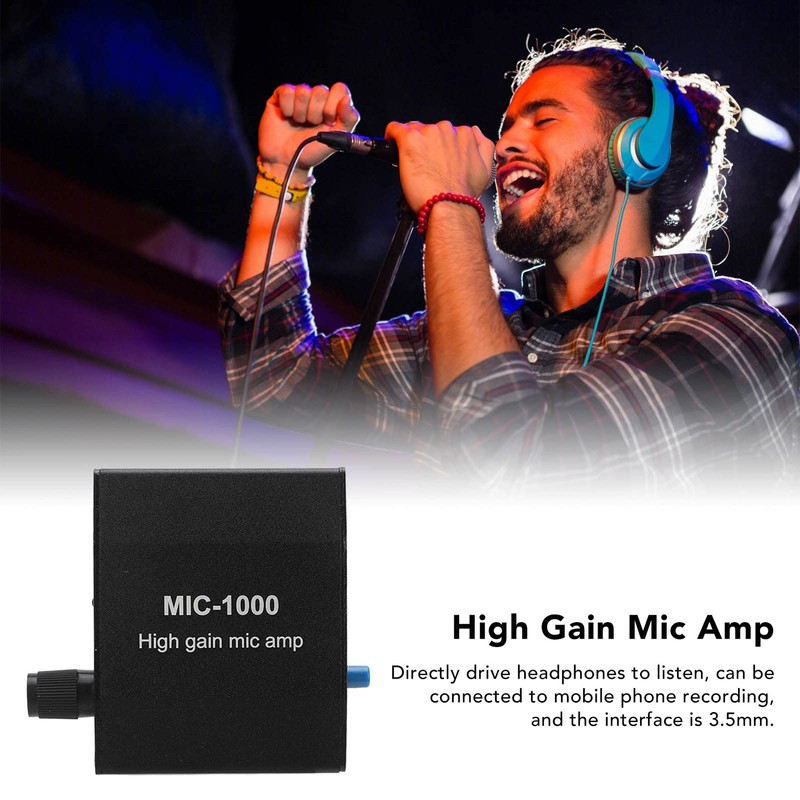 Microphone Amplifier MIC-1000 Small Microphone Preamp Microphone Preamp for Podcasting
