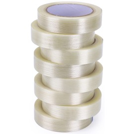 nicestrong 8-Pack Filament Strapping Tape 6.3mil x 1inch x 27yds Commodity Grade Heavy Duty Transparent Reinforced Fiberglass Tape, Thickened and Super Sticky