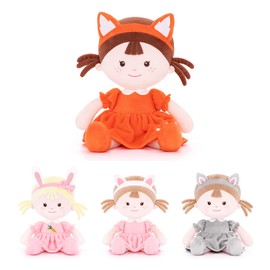 Onetoo First Baby Doll Plush Rag Doll Sleeping Cuddle Buddy Doll Soft Baby Doll for Girls Wear Fox Costume Reddish Brown Dress14（Milly Series）