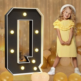 imprsv Marquee Letters Black 3FT: Black Party Decor - Light Up Letter Q Large 3 Feet Tall - Party Decorations for Birthday Wedding Proposal Events