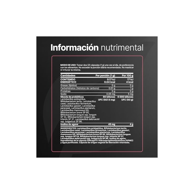 Life Probióticos Mujer Cápsulas Billones Bromelina Inulina Agave Cepas Salud