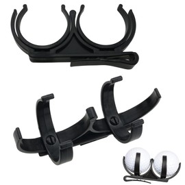 ZAYIO 2PCS Golf Ball Holder Plastic Rotatable Foldable Hold, Simple Black Balls Clip Holder and Golf Bag Accessory with Secure Clip, Balls Retriever for Ball Games Attachment on Waist Belt
