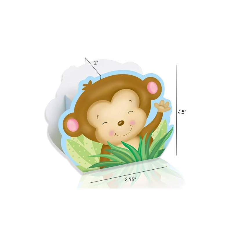 Unique Boy Monkey Baby Shower Paper Favor Boxes, 4.5" X