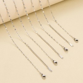 SMYHTGLIF 12 piezas de cadena de acero inoxidable de plata de 16 pulgadas a granel, cadena de joyería de labios hecha a mano para hacer joyas