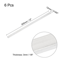 sourcing map 6 Pcs Square Aluminum Flat Bar, 1/8" (3mm) Thick x 31/64" (12mm) Width x 12" (305mm) Long 6061 Aluminum Flat Plate Solid New Mill Stock Silver for Industrial Building
