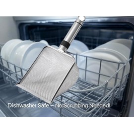 SUHUAIS Stainless Steel Cat Litter Scoop – Anti-Stick Litter Shovel with Hook, Rust-Proof & Heavy Duty Cat Litter Scooper for Clumping Litter, Easy to Clean & Store