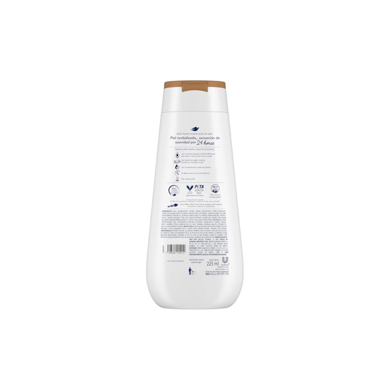 Dove Jabón Líquido Corporal con aceite de argán, deja la