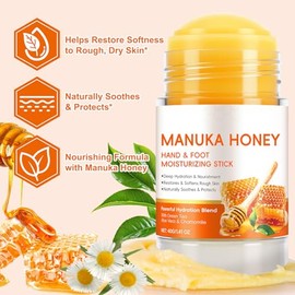Manuka Honey - Barra hidratante para manos y pies agrietados para pies, rodillas y codos secos y agrietados, crema portátil para pies sin desorden con