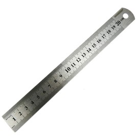 DAUMKINO® Stainless Steel Ruler, Metric / Imperial Scale Versatile for Hobbies, School and Work Always with You in Satchel and Bag (Metal, 20 cm)