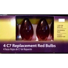 Unbranded New !  4PK  C7 Red Replacement Bulbs 120V 5W 60Hz AC Indoor/Outdoor