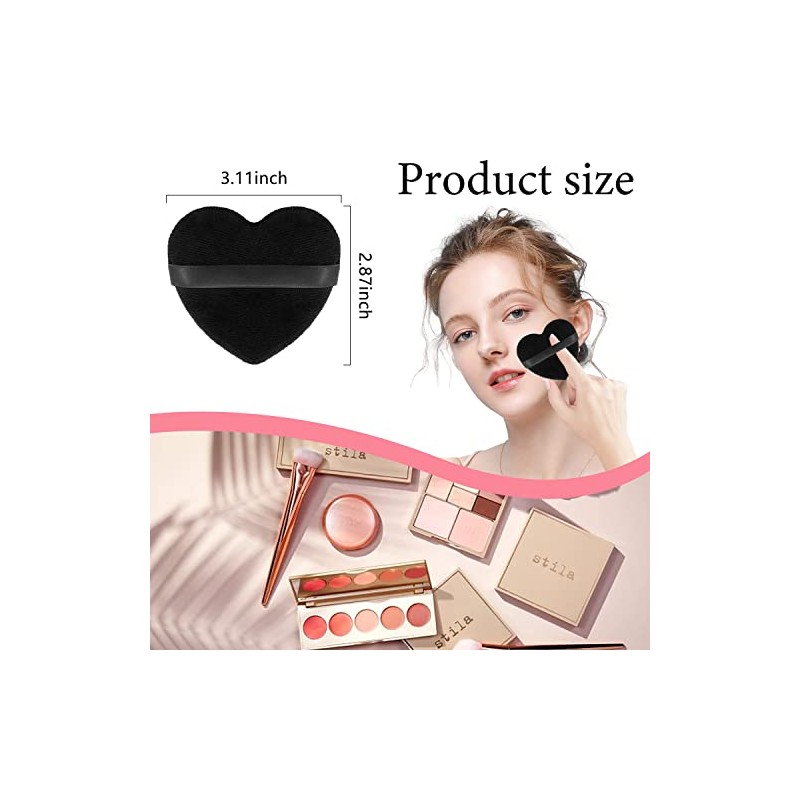 Borlas Polvo Forma Corazón Maquillaje Facial Lavables Reutilizables Suaves Felpa
