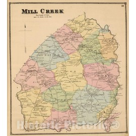 Historic Map : Mill Creek Hundred (Del.), Delaware, 1868 Mill Creek, Vintage Wall Art : 44in x 49in