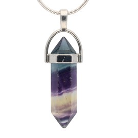 Lebensquelle Plus Set double tip, silver-coloured setting and eyelet, gemstone pendant, Stone, rock crystal