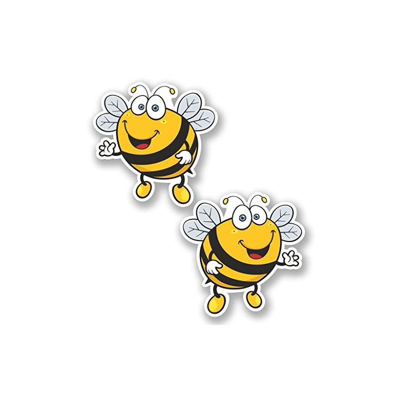 2 x 10cm/100mm Happy Bee Window Cling Sticker Car Van
