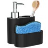 Shinowa Soap Dispenser with Sponge Holder, Marble Look Liquid Hand