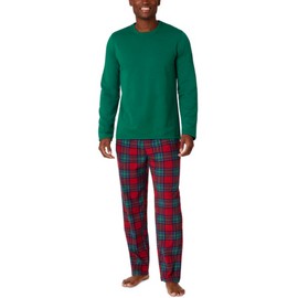 Cuddl Duds $65 Cuddl Duds Men's 2pc Cozy Sleepwear Set Polyester Green-Plaid Red size S.