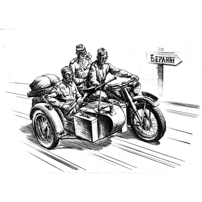 Zvezda 500783639 – 1: 35 WWII Sov. 72 Seitenwagenkrad (3)
