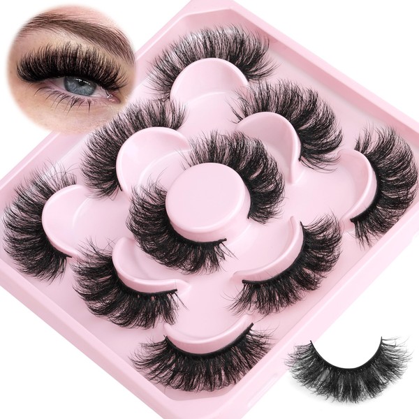 Fluffy Faux Mink Lashes Wispy False Eyelashes Strip Volume Fake