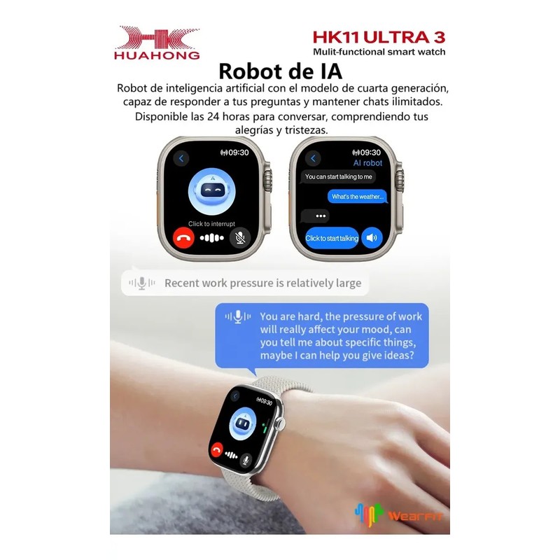 Smartwatch Hk11 Ultra3 2026 Premium Amoled 49mm Titanio Deepseek Ai