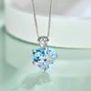 FJ March Birthstone Necklace for Women 925 Sterling Silver Aquamarine
