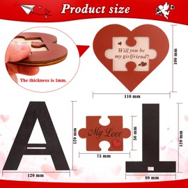 HOWAF Will You Be My Girlfriend Wooden Heart Puzzle Set, Valentines Gifts for Her, Valentines Puzzle Jigsaw Proposal Ornament with Display Stand, Romantic Gifts for her, Presents for Girlfriend