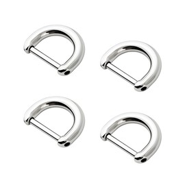 4Pcs D Ring with Closing Screw Replacement Screw Shackle Key U Shape D Rings Holder Horseshoe DIY Leather Craft Purse (Silver)