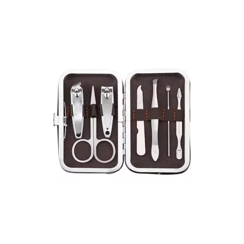 RIVERSOFY 2 Kit Portátil Manicura Tijeras Corta Uñas Aluminio Viaje7pz