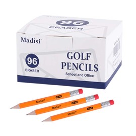 Madisi Golf Pencils With Eraser, #2 HB Half, 3.5" Mini, Pre-Sharpened, 96 Count