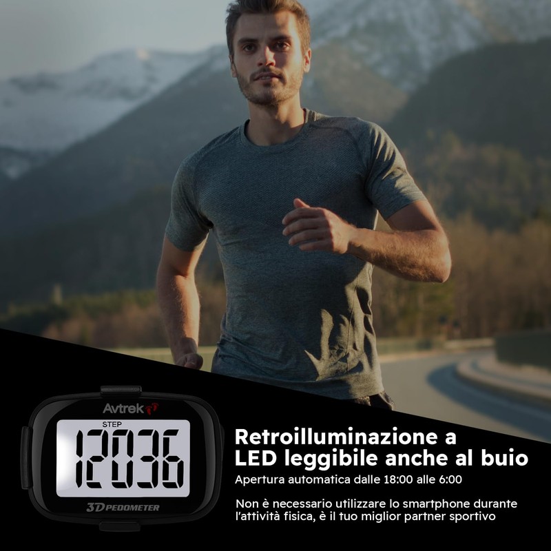 Avtrek Pedometer with Pedometer and Pedometer, Illuminated Display and Time
